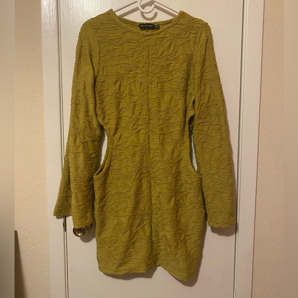 PLT Bodycon Cut-out Dress - Size Large - Olive Green